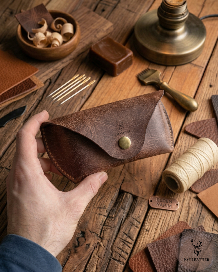 El Yapımı Hakiki Deri Gözlük Kılıfı